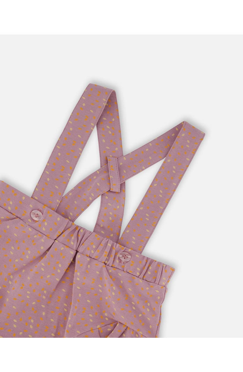 Deux par Deux Baby Girl's Printed Organic Cotton Bodysuit And Shortall Set Orange And Purple, Alternate, color, Orange And Purple