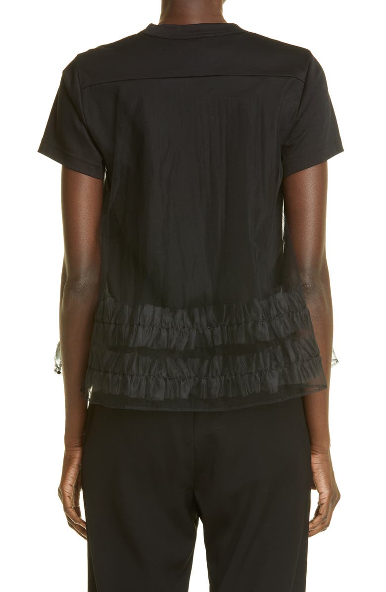 Noir Kei Ninomiya Ruffle Tulle & Cotton Ponte T-Shirt, Alternate, color, 