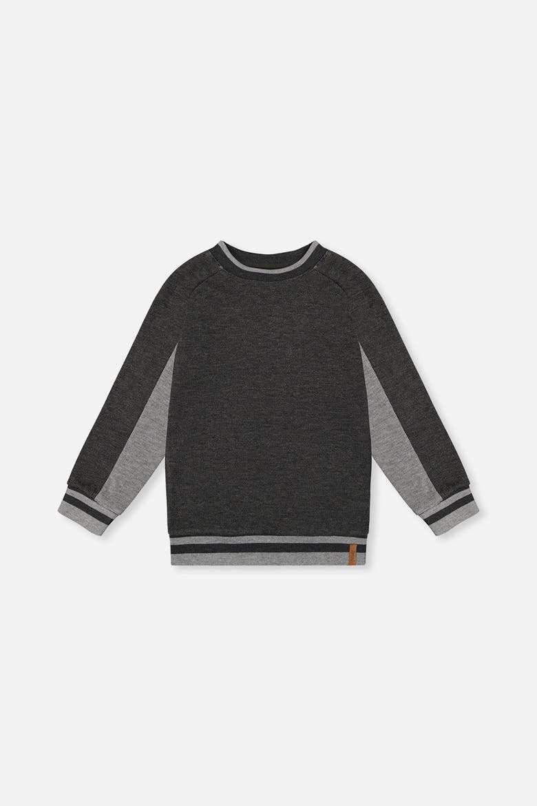 Ribbed Crew Neck Brushed Interior Sweatshirt, Main, color, Grey