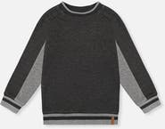 Deux par Deux Ribbed Crew Neck Brushed Interior Sweatshirt