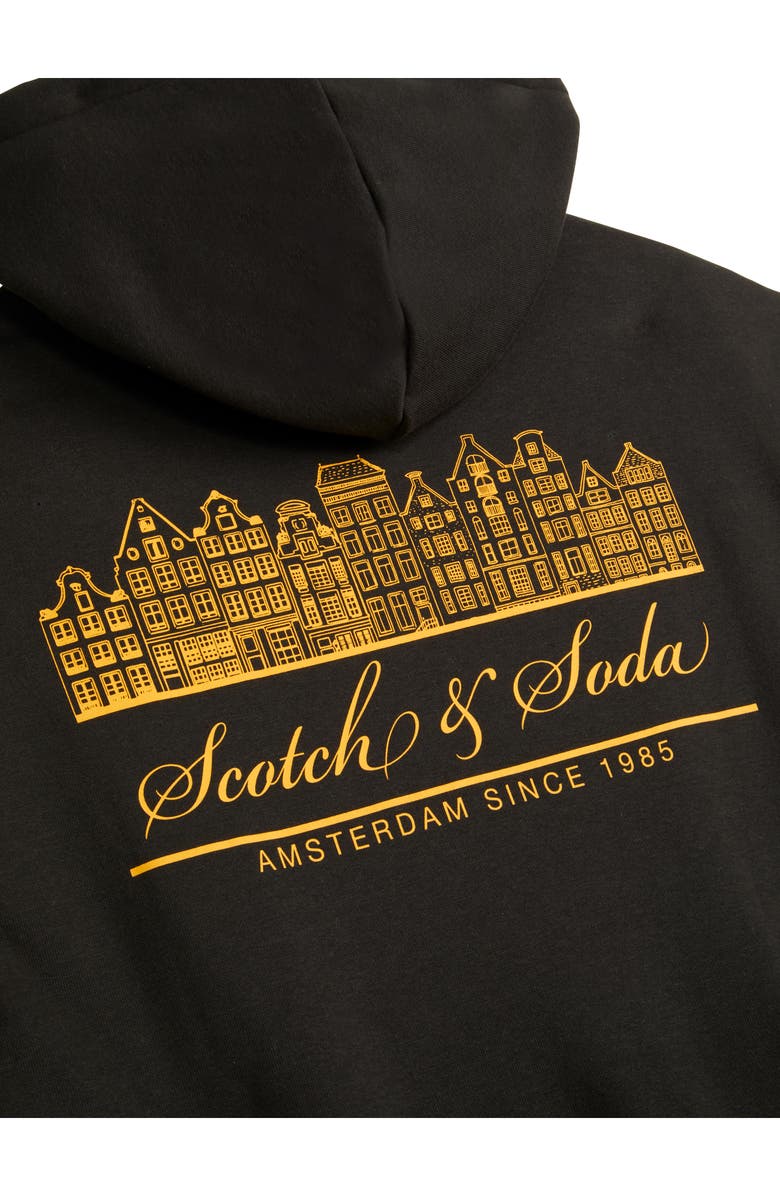 Scotch & Soda Relaxed Fit Graphic Fleece Hoodie, Alternate, color, Anthracite