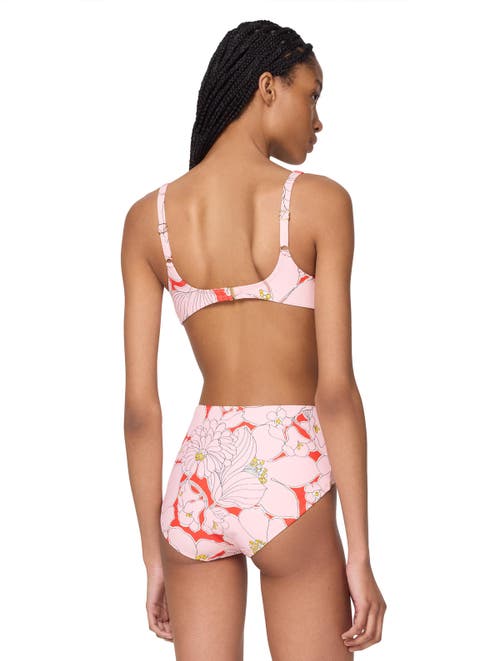 Kate Spade New York Womens Printed Shirred Bikini Top High Waist Bottoms In Pink