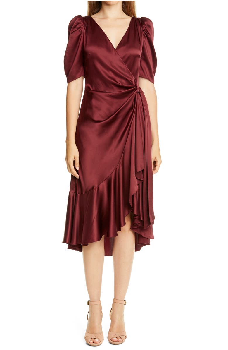 Cinq à Sept Cinq á Sept Lisa Silk Satin Midi Dress, Main, color, 