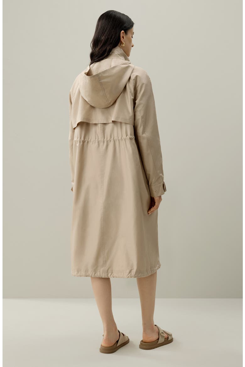 Silk Taffeta Water-Repellent Coat, Alternate, color, Gravel Gold