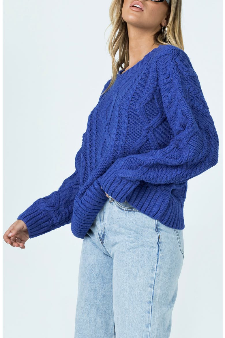 Anaya Oversize Cable Stitch Sweater, Alternate, color, BLUE