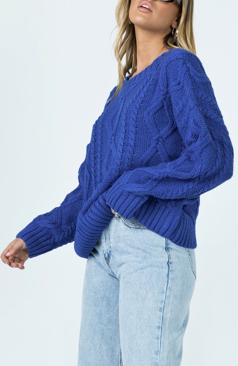 Princess Polly Anaya Oversize Cable Stitch Sweater, Alternate, color, Blue