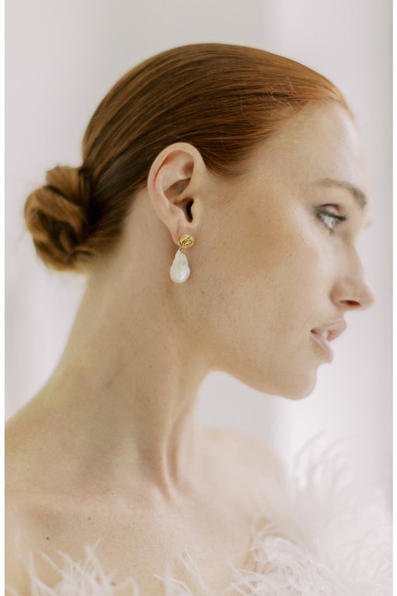 Rose Baroque Pearl Drops, Alternate, color, Gold