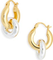 Argento Vivo Sterling Silver Two-tone Interlock Hoop Earrings