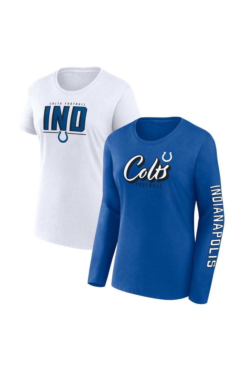 FANATICS Women's Fanatics Branded Royal/White Indianapolis Colts Two-Pack Combo Cheerleader T-Shirt Set, Main, color,