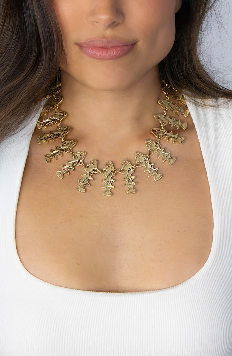 MARLYN SCHIFF Fish Collar Necklace, Alternate, color, Gold