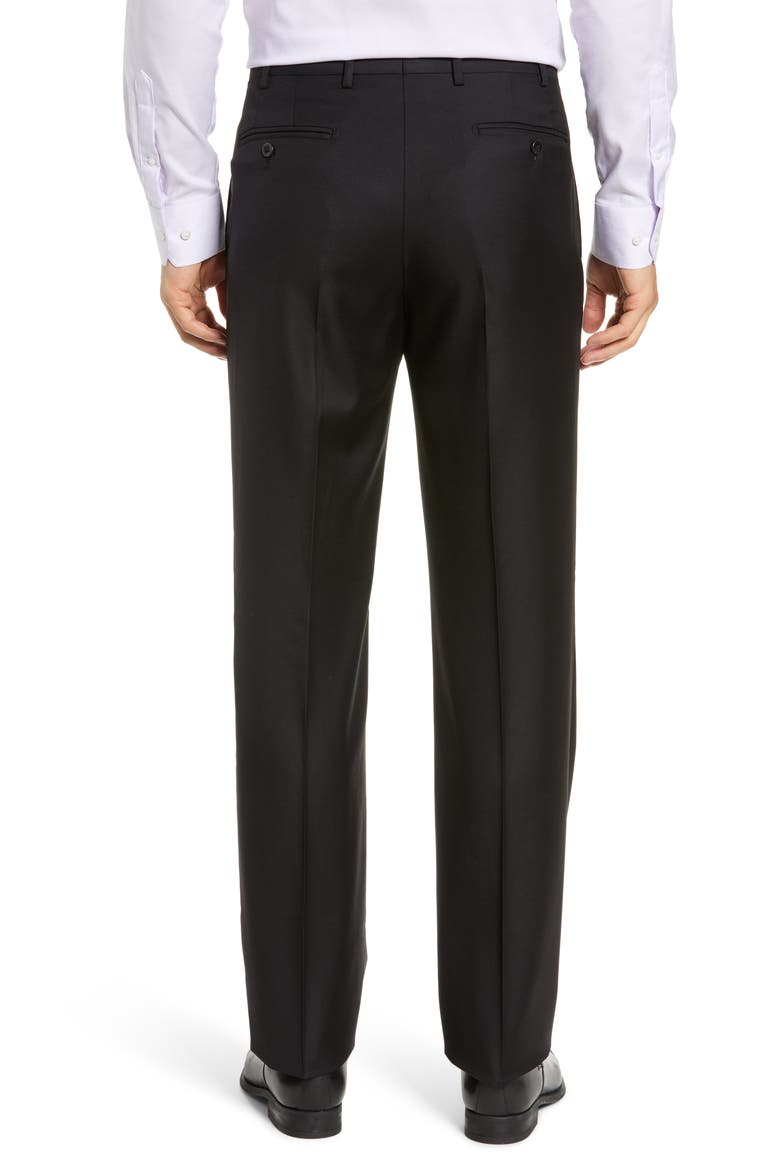Todd Relaxed Fit Flat Front Solid Wool Dress Pants, Alternate, color, BLACK