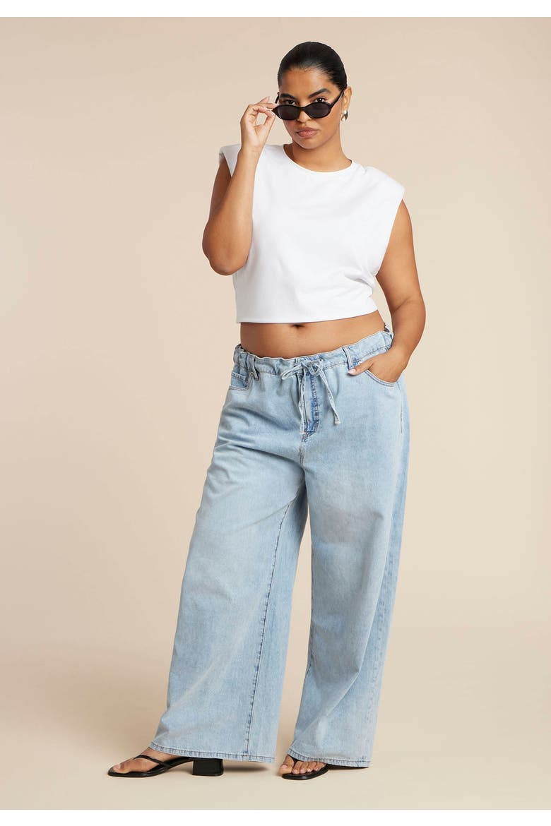 Drawstring Waist Lightweight Jean, Alternate, color, LIGHT WASH