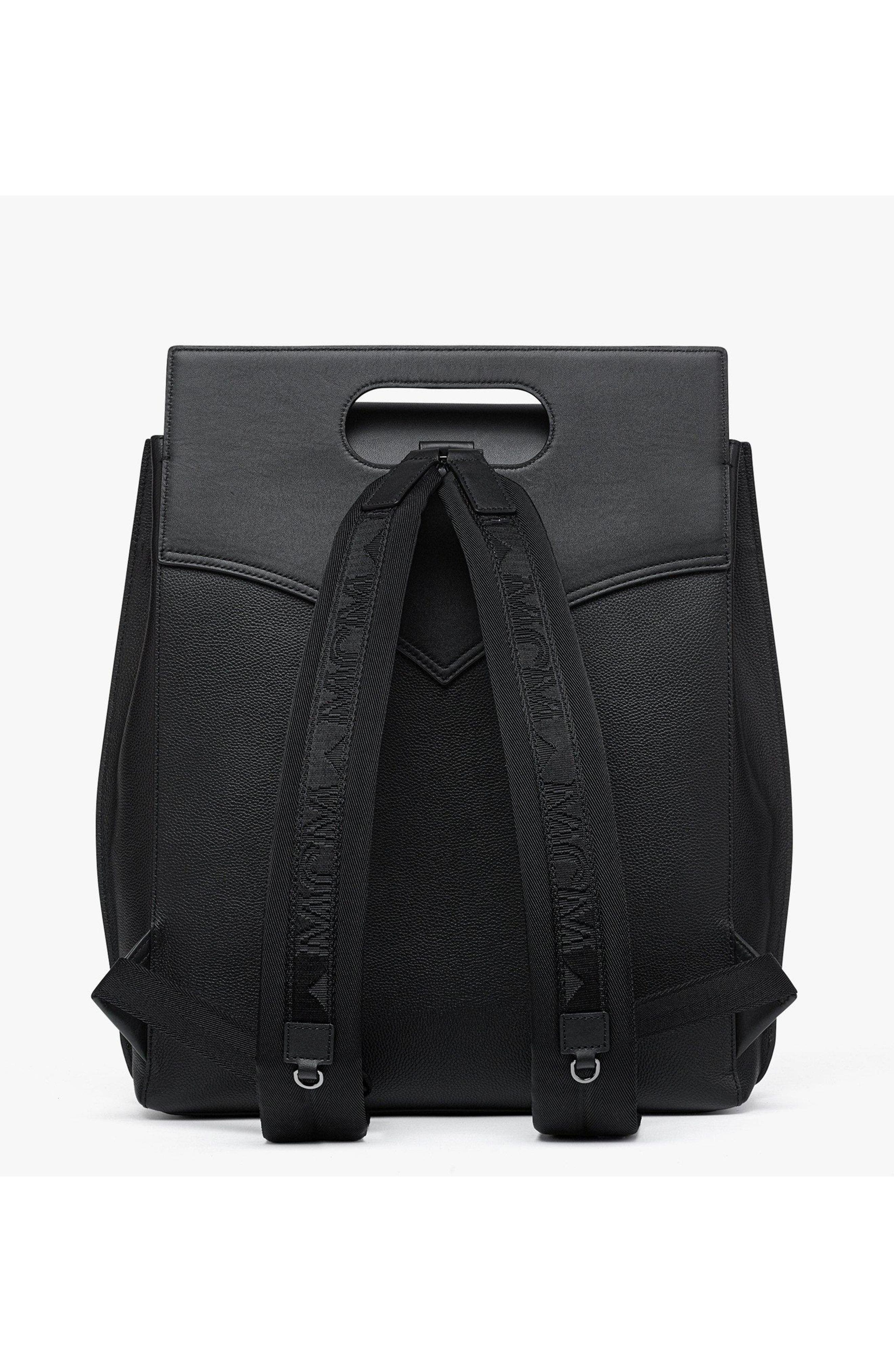 MCM Diamond Backpack in Embossed Leather, Alternate, color, Black