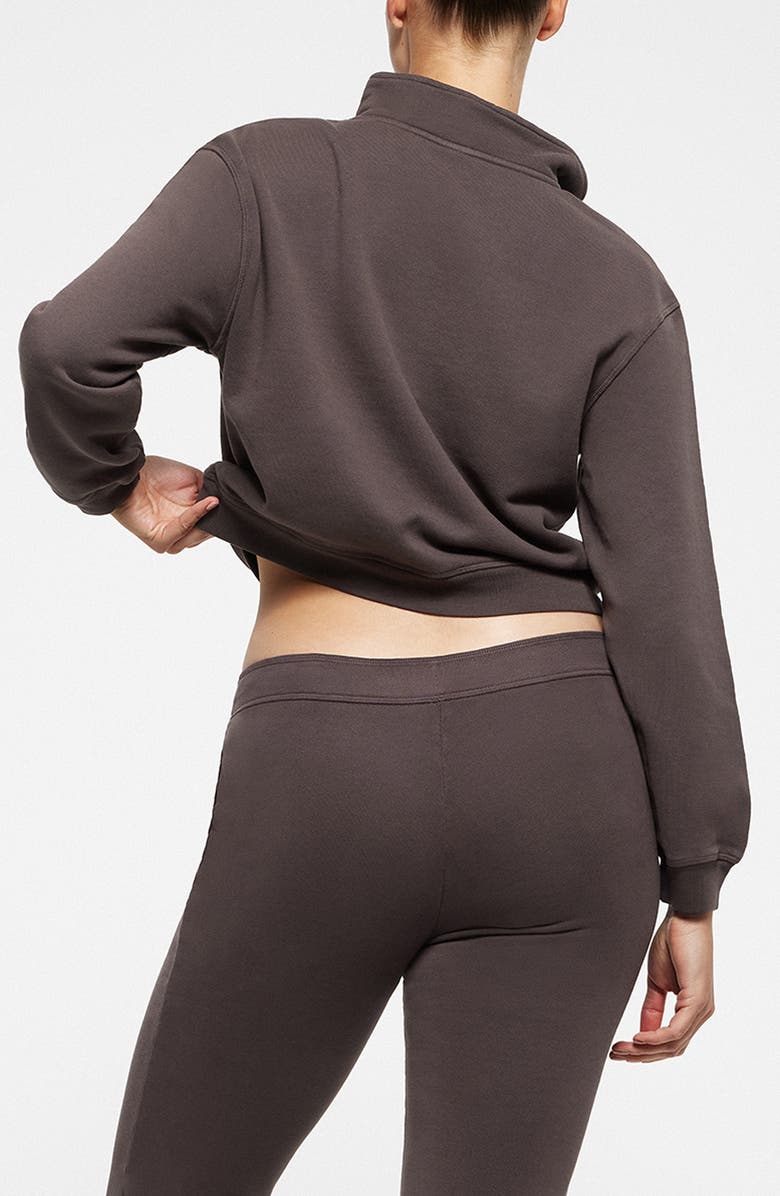 SKIMS Shrunken Organic Cotton Half Zip Pullover, Alternate, color, 