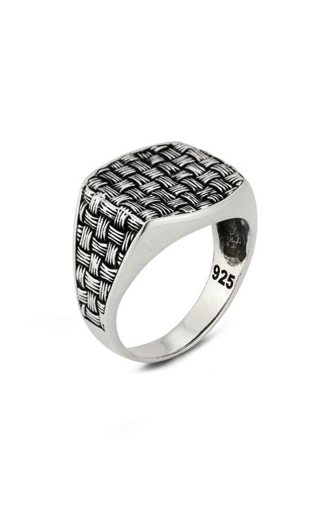 Men's Basketweave Signet Ring