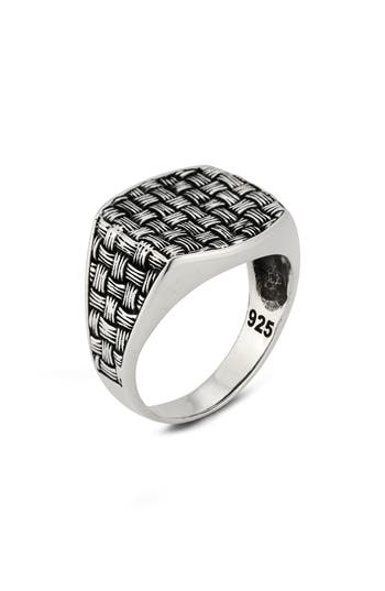 Yield Of Men Basketweave Signet Ring In Metallic