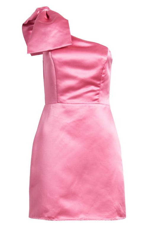 Lulus Dalia Bow Detail Satin Cocktail Minidress In Fuchsia