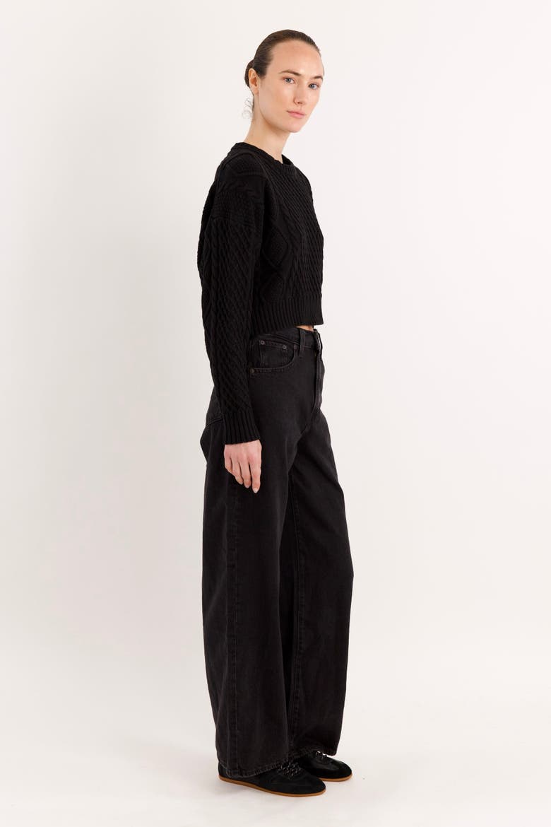 Cropped Knit Sweater, Alternate, color, Black