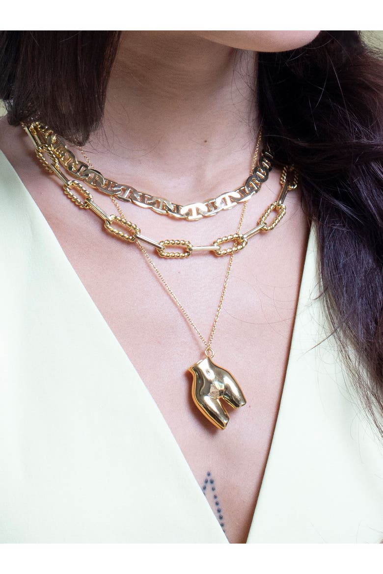 Female Body Pendant Necklace, Alternate, color, Gold
