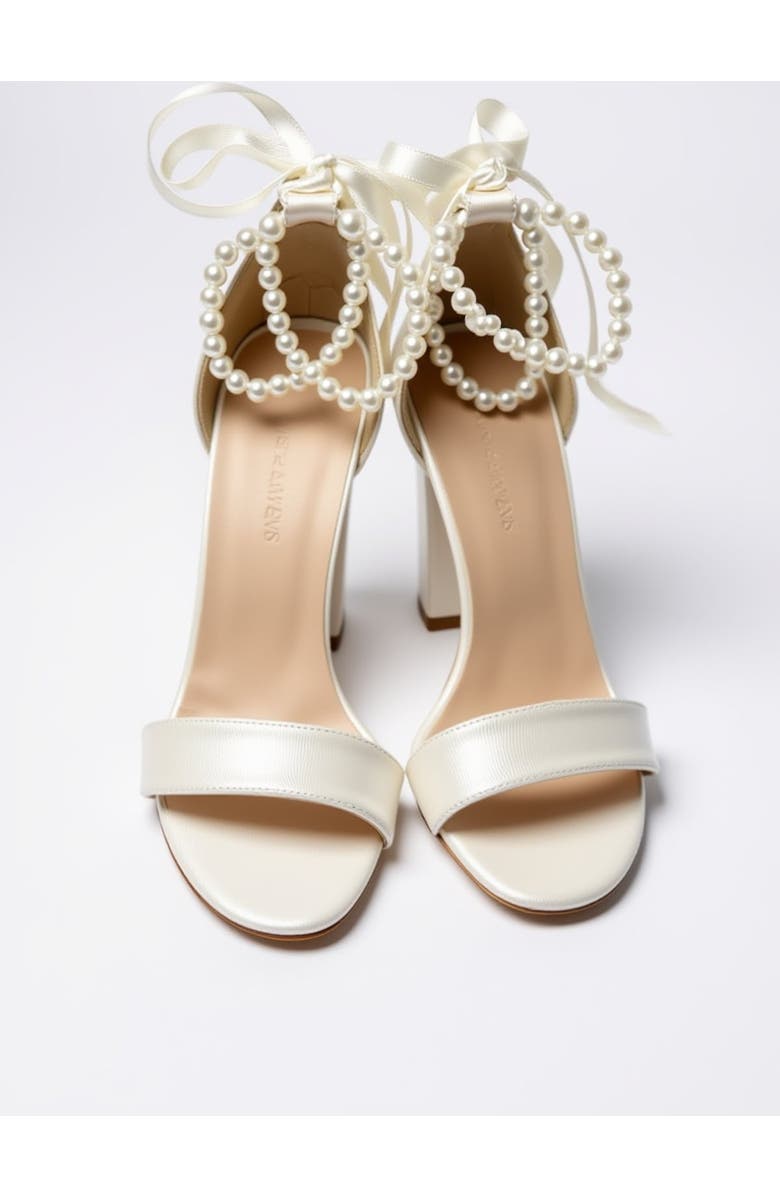 Forever & Always Shoes Caelis Pearl Ankle Strap Block Heel Sandal, Alternate, color, Ivory