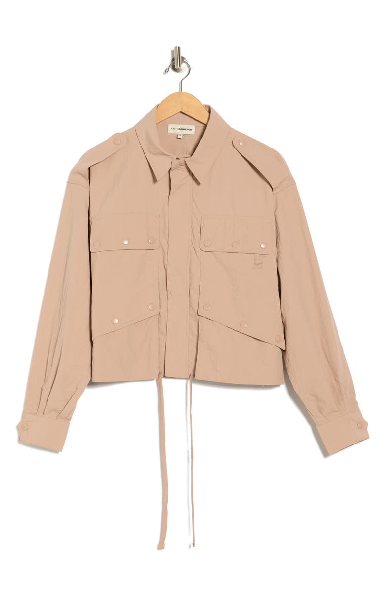 Faith Connexion Vanessa Crinkle Texture Crop Utility Jacket, Alternate, color, Fawn/ Brandy Rose