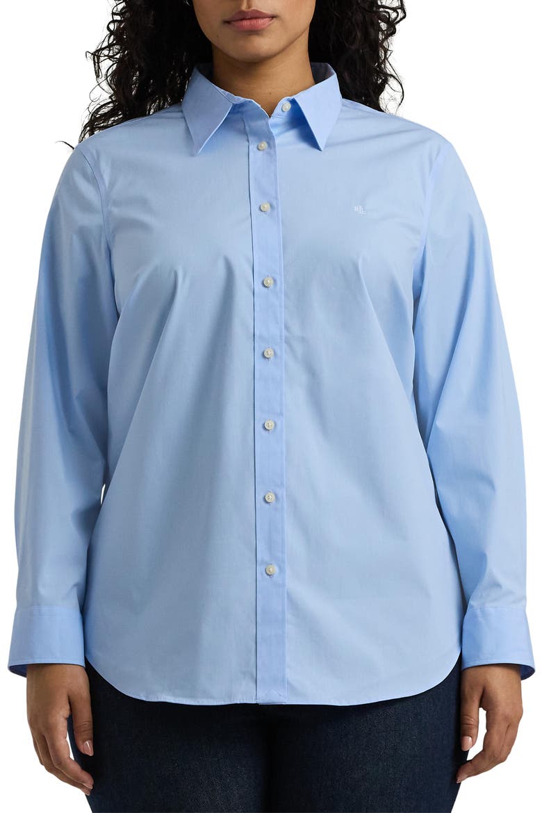 No-Iron Stretch Cotton Shirt, Main, color, BLUE