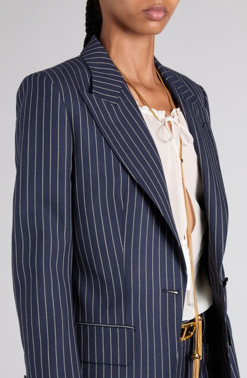 Tom Ford Pinstripe One-button Wool Blazer In Zhbby Combo Navy Stone