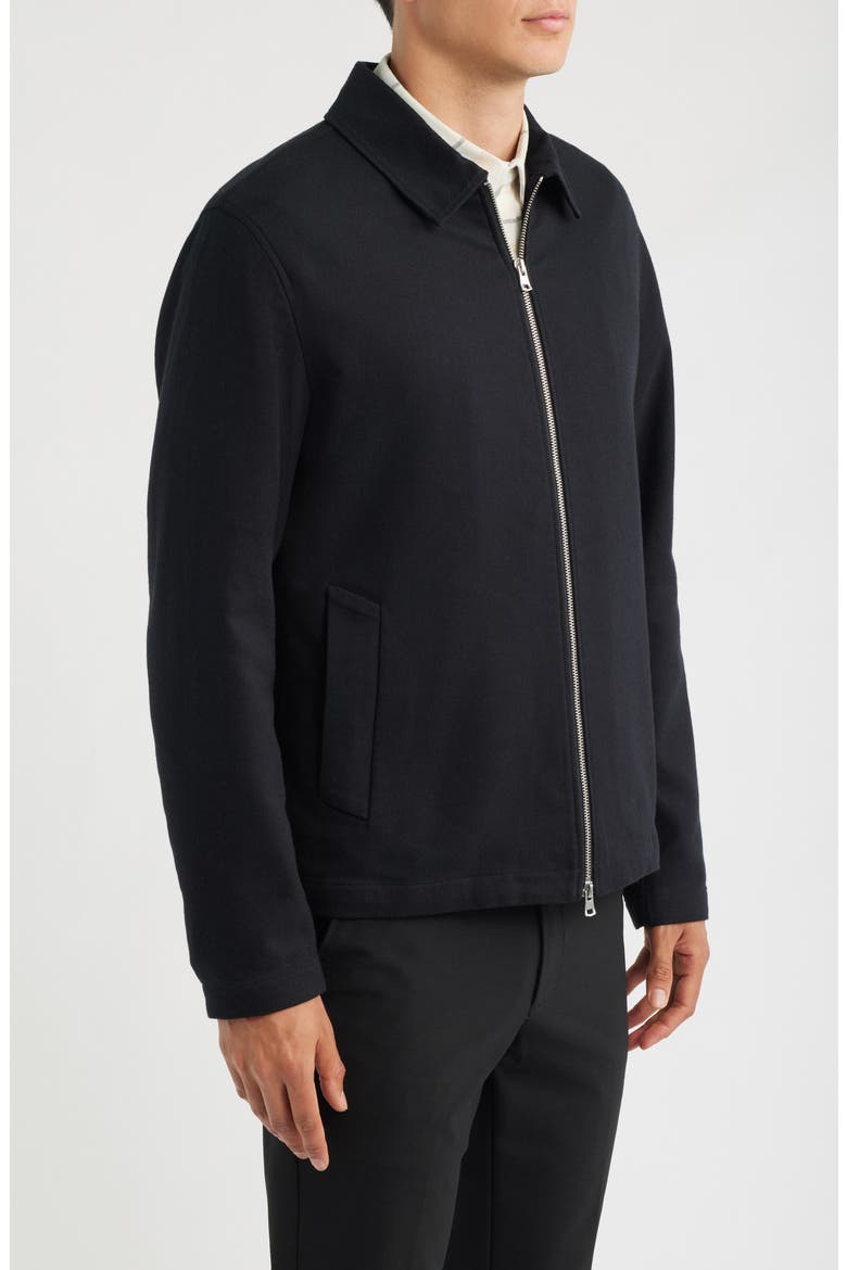 Cotton Blend Zip Jacket, Alternate, color, BLACK