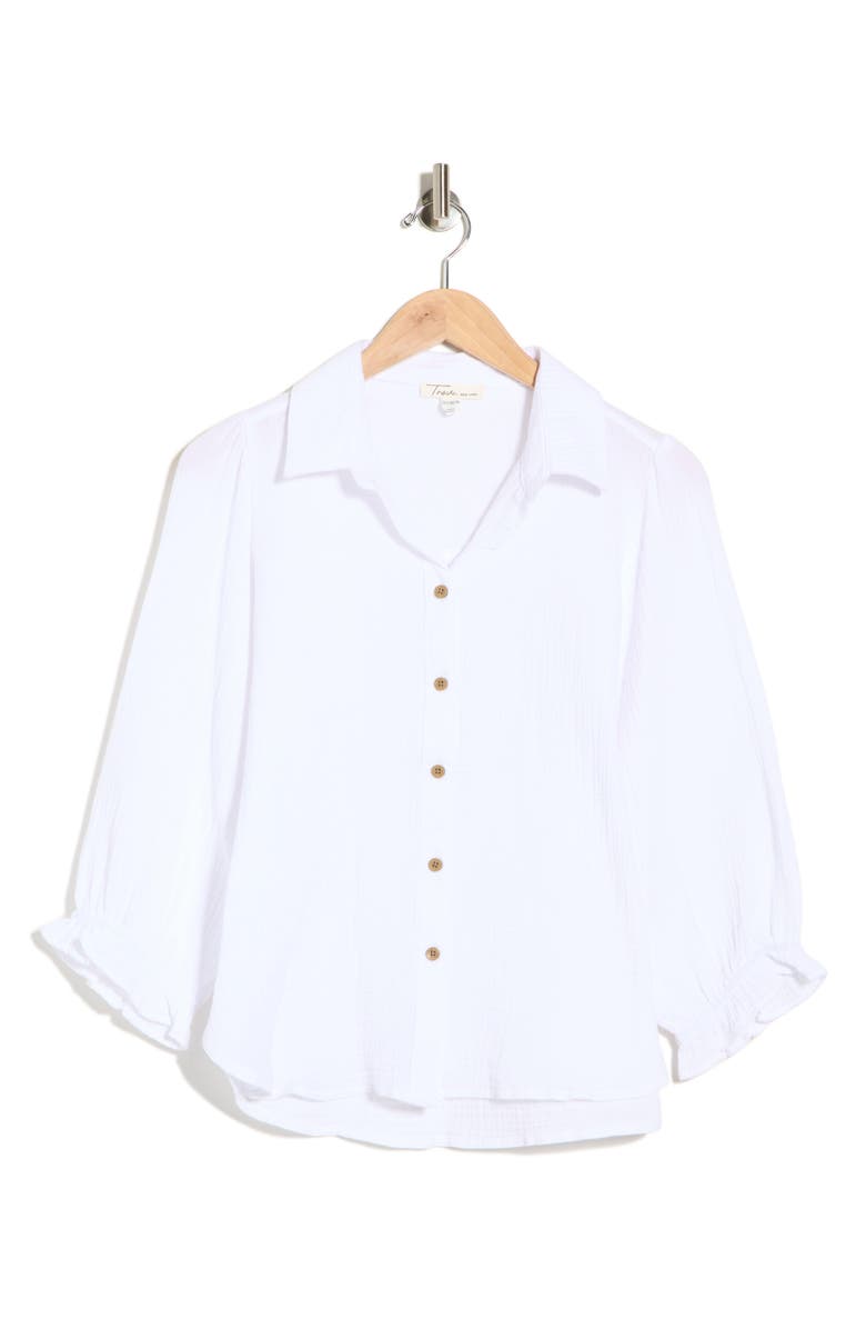 Trove New York Sunset Cotton Gauze Button-Up Shirt, Alternate, color, White