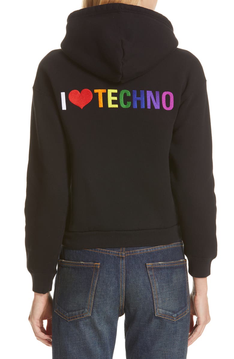 Balenciaga I Love Techno Hoodie, Alternate, color, 