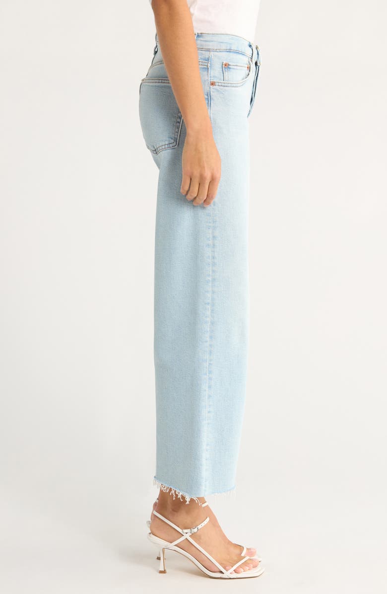 Re/Done High Waist Raw Hem Wide Leg Crop Jeans, Alternate, color, Ola Indigo