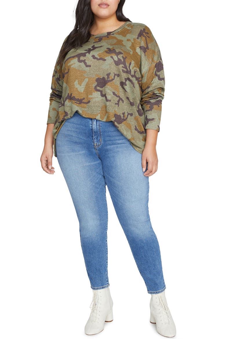 Carlee Camo Long Sleeve Linen Tee, Alternate, color, MINERAL CAMO