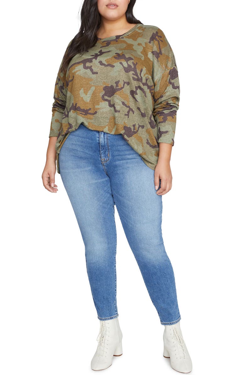 Sanctuary Carlee Camo Long Sleeve Linen Tee, Alternate, color,