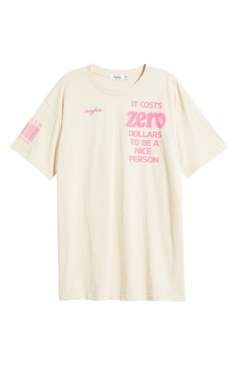 THE MAYFAIR GROUP It Costs $0 Cotton Oversize Graphic T-Shirt, Alternate, color, Cream