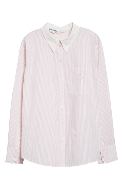 Acne Studios Saffron Stripe Cotton Poplin Button-up Shirt In Salmon Pink/white Dja