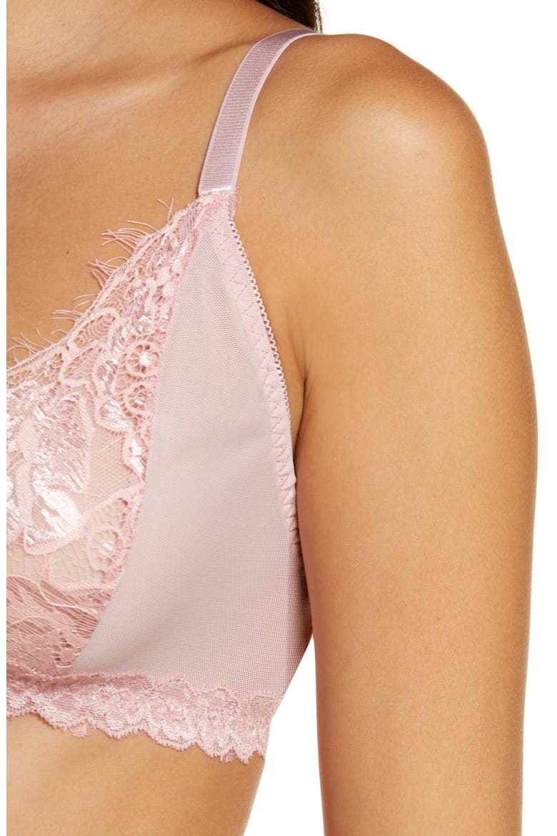 Lace Bralette & Open Gusset Thong Set, Alternate, color, PINK