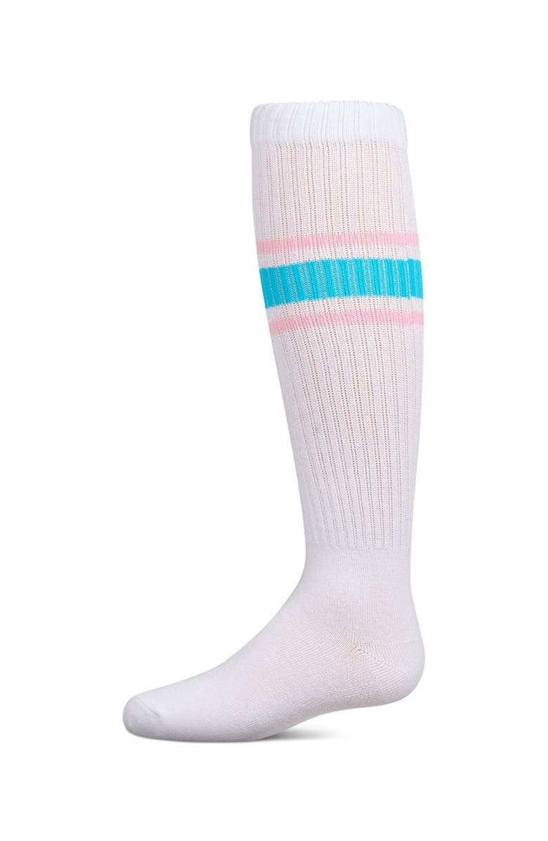 MeMoi Ribbed Summer Bold Stripe Knee Sock, Main, color, Electric Blue