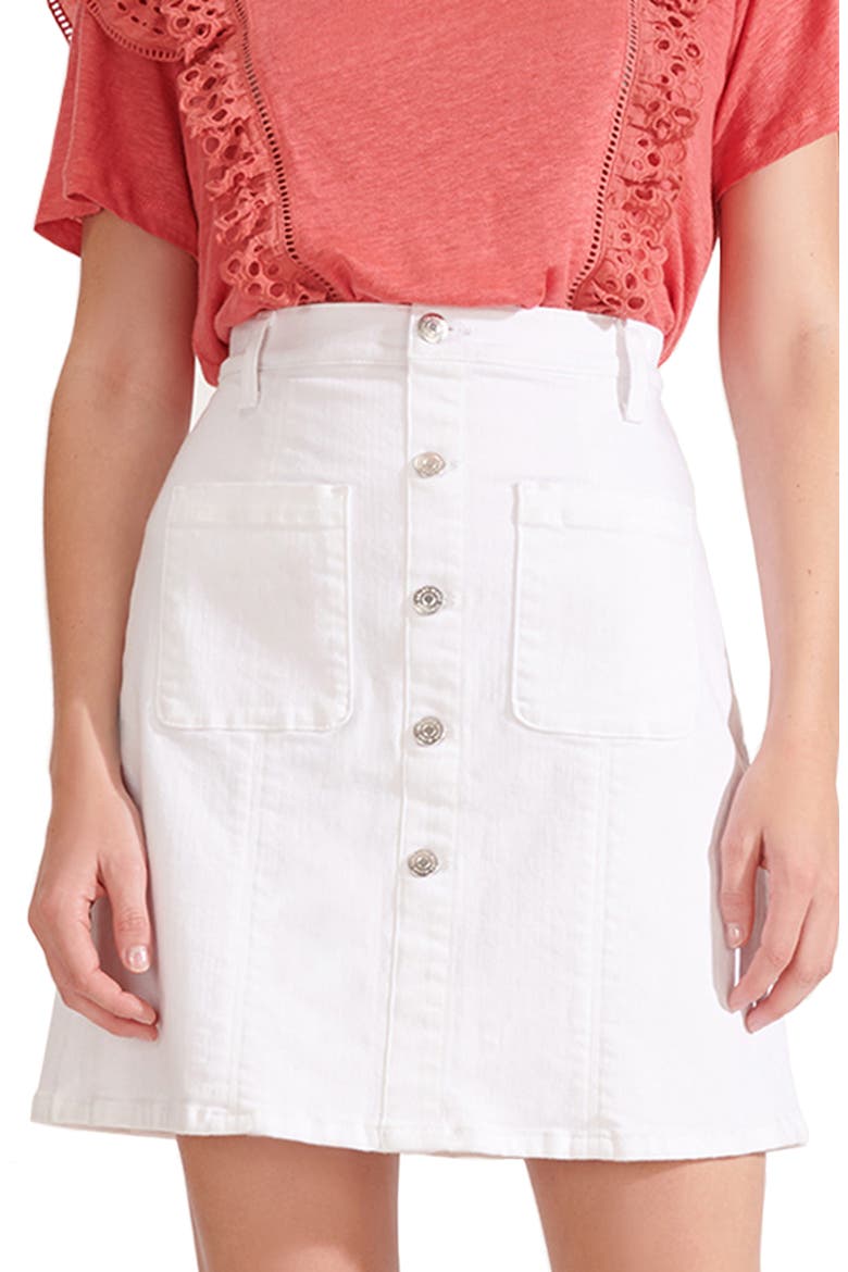 Deena Patch Pocket Denim Miniskirt, Main, color, WHITE