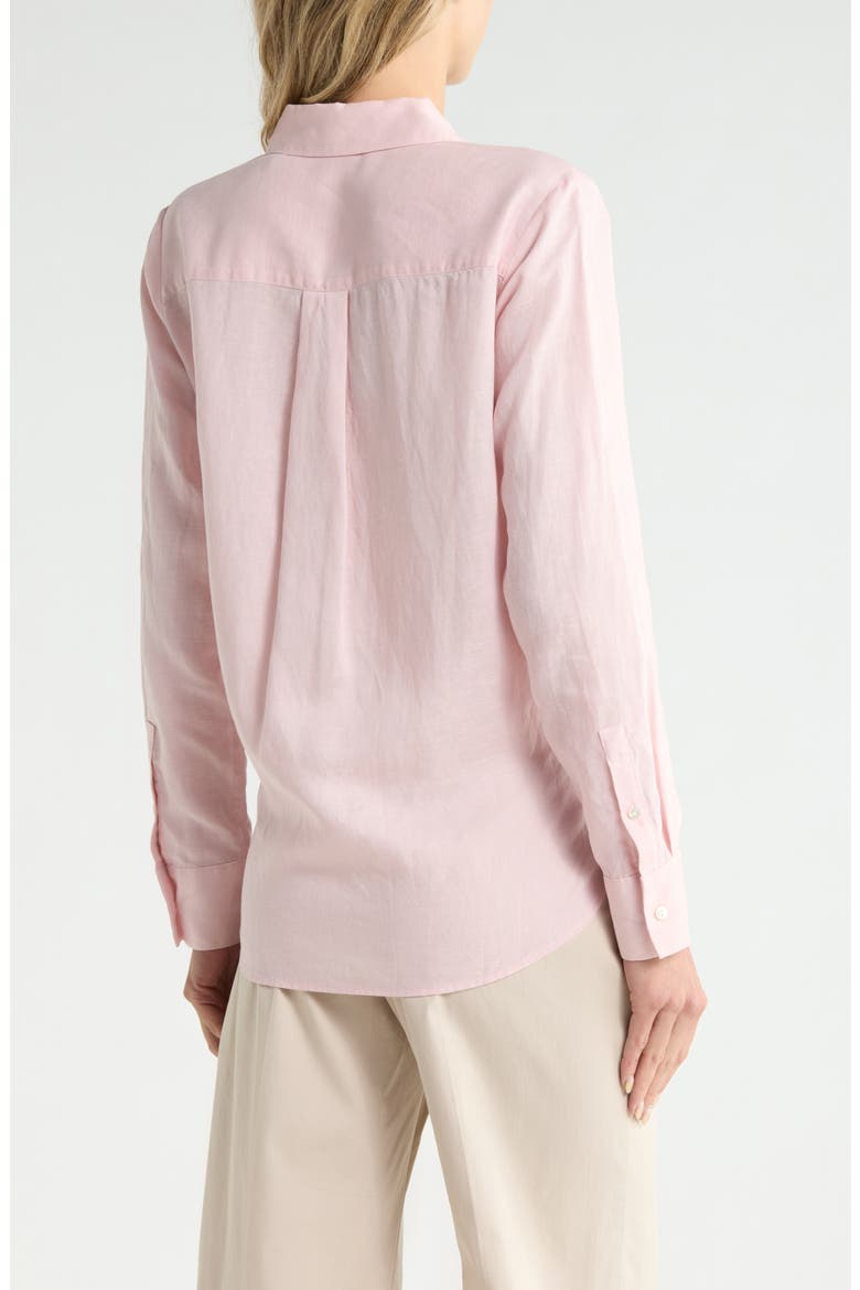 Hekanina Linen Blend Button-Up Shirt, Alternate, color, LOTUS
