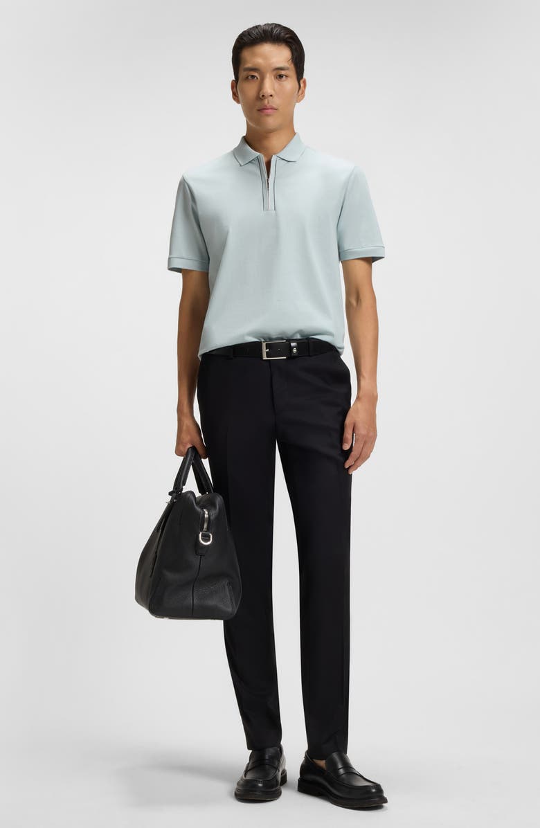 BOSS Paras Quarter Zip Cotton Polo, Alternate, color, Open Blue