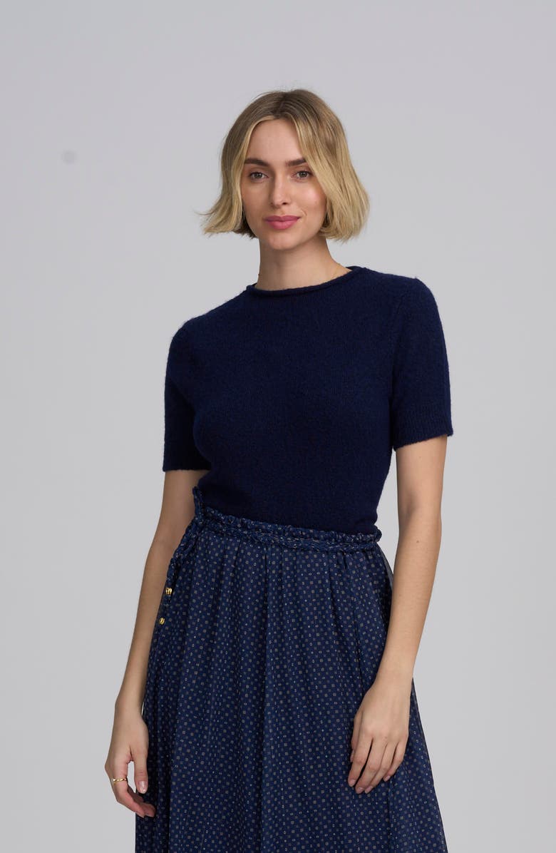 ELLE Collection Moss Yarn Shell, Main, color, Navy