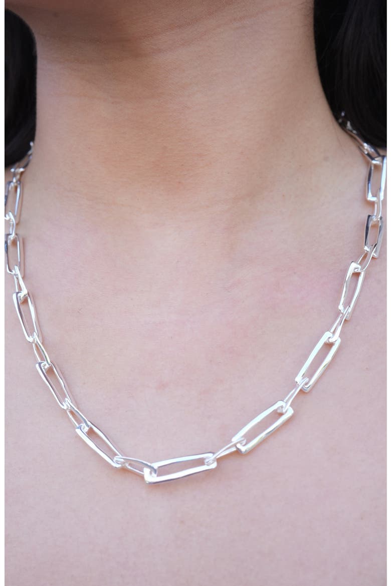 Chunky Paper Clip Chain Necklace, Alternate, color, SILVER