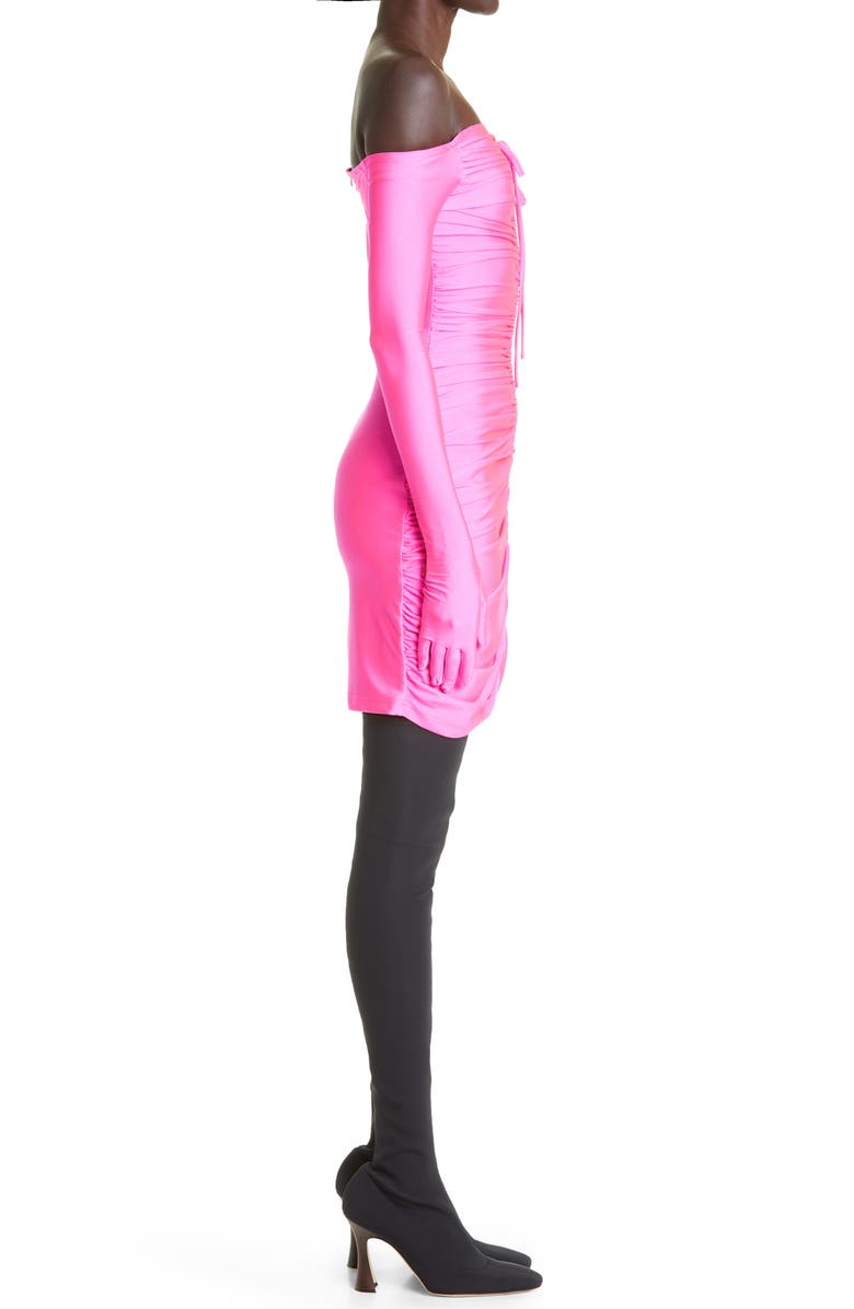 Richard Quinn Ruched Glove Sleeve Off the Shoulder Dress, Alternate, color, 