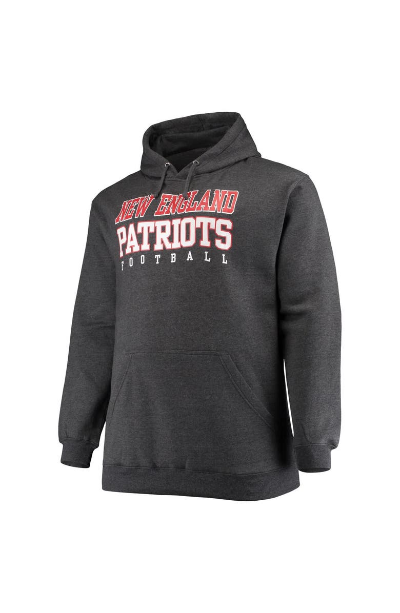 FANATICS Men's Fanatics Branded Heathered Charcoal New England Patriots Big & Tall Practice Pullover Hoodie, Alternate, color, Heather Charcoal