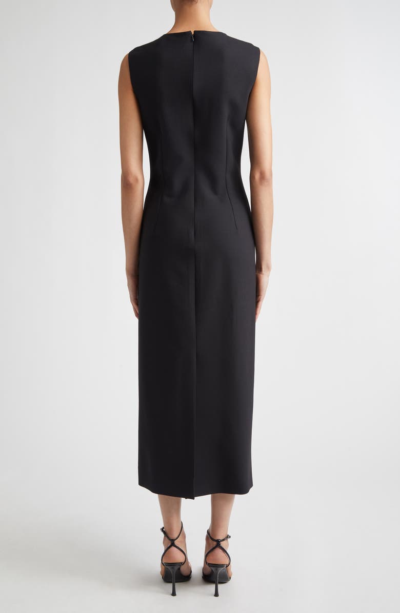 Oscar de la Renta Brooch Embroidered Sleeveless Cocktail Dress, Alternate, color, Black
