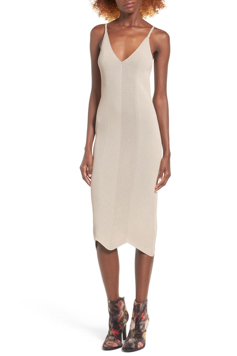 Sweater Knit Slipdress, Main, color, BEIGE RAINY DAY