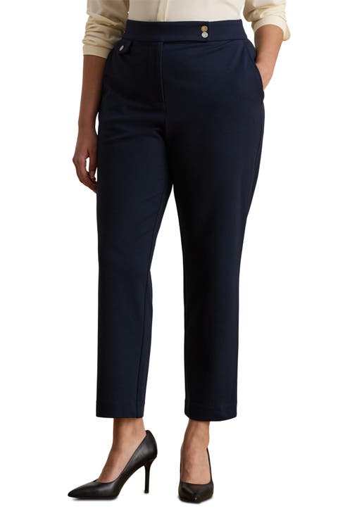 Ponte Ankle Slim Straight Leg Pants (Plus)