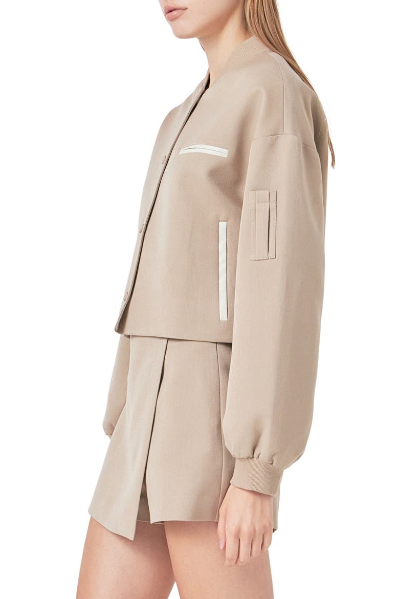 Crop Bomber Jacket, Alternate, color, TAUPE