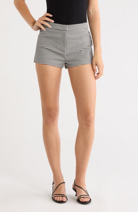 Valerie Gingham Stretch Cotton Micro Shorts