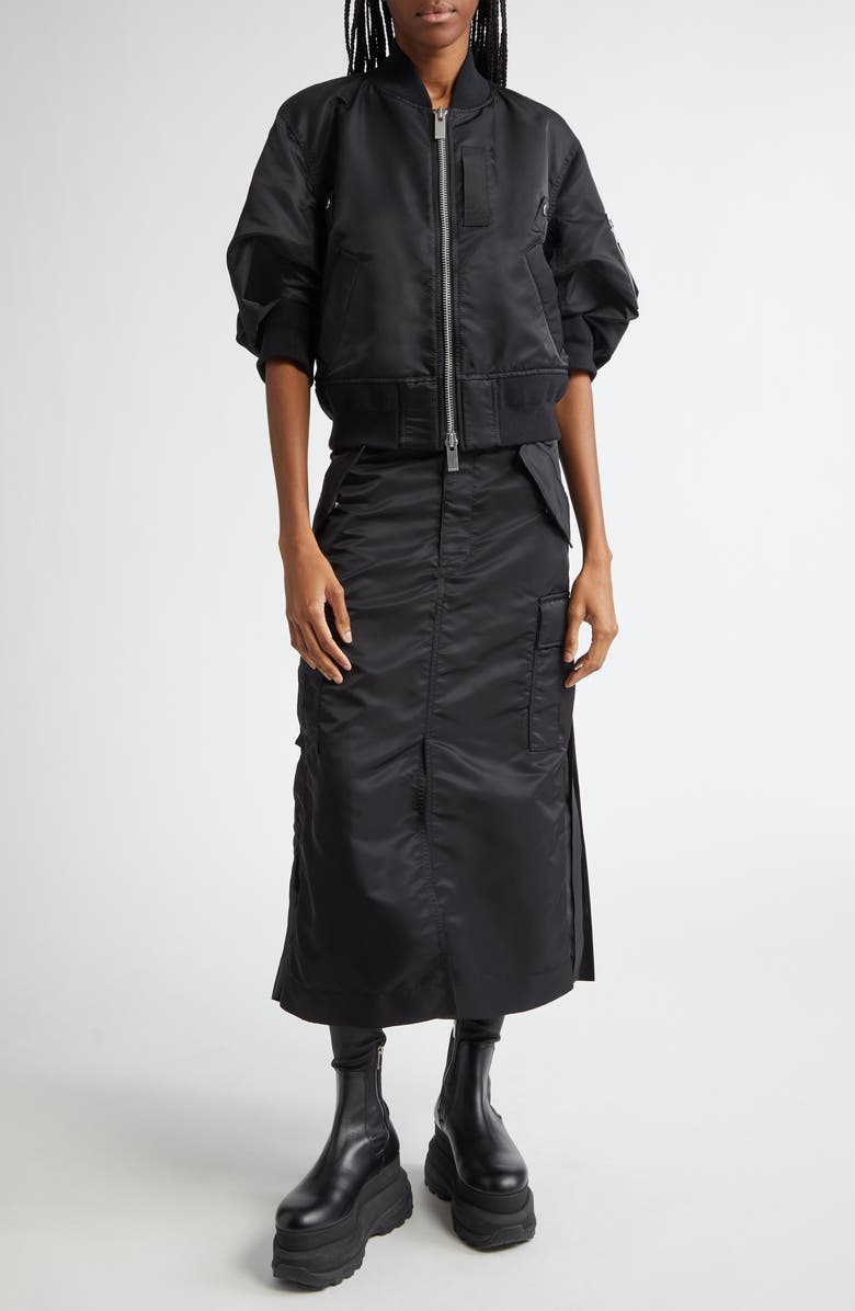 Sacai Short Sleeve Nylon Twill Bomber Jacket, Alternate, color, 